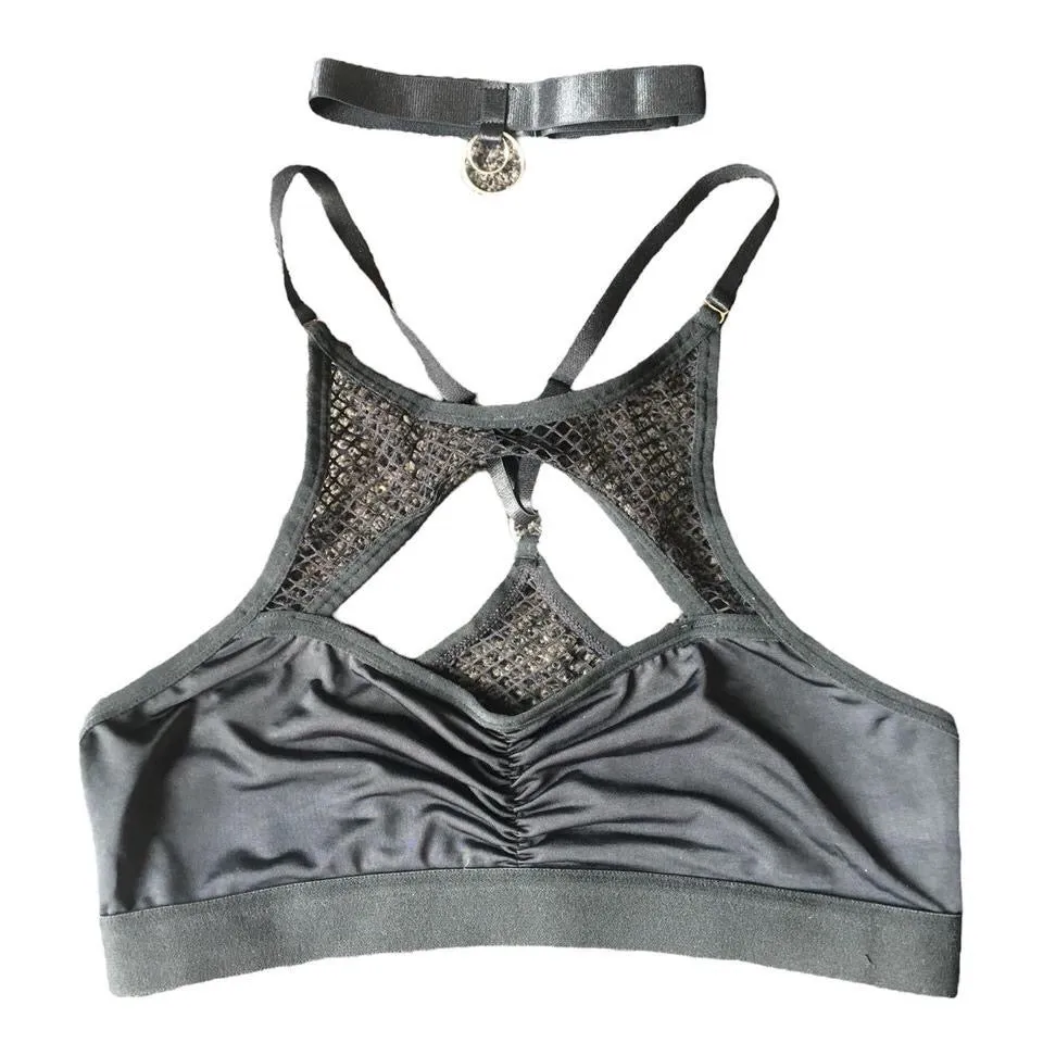 Black Fishnet Rave 3 Piece Shorts Set