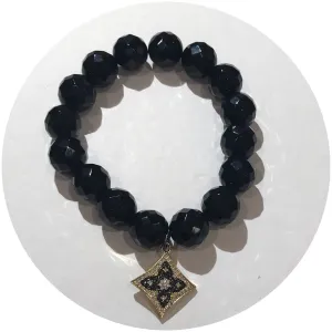 Black Onyx with Pavé Two Tone Pendant