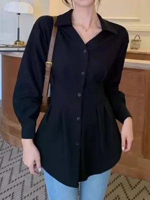 Black Sinched Waist Shirt