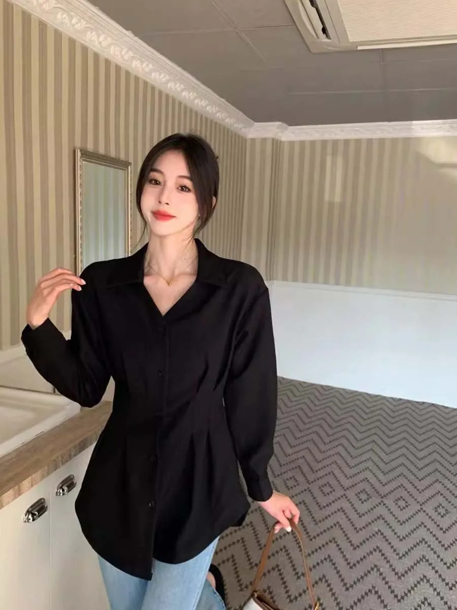 Black Sinched Waist Shirt