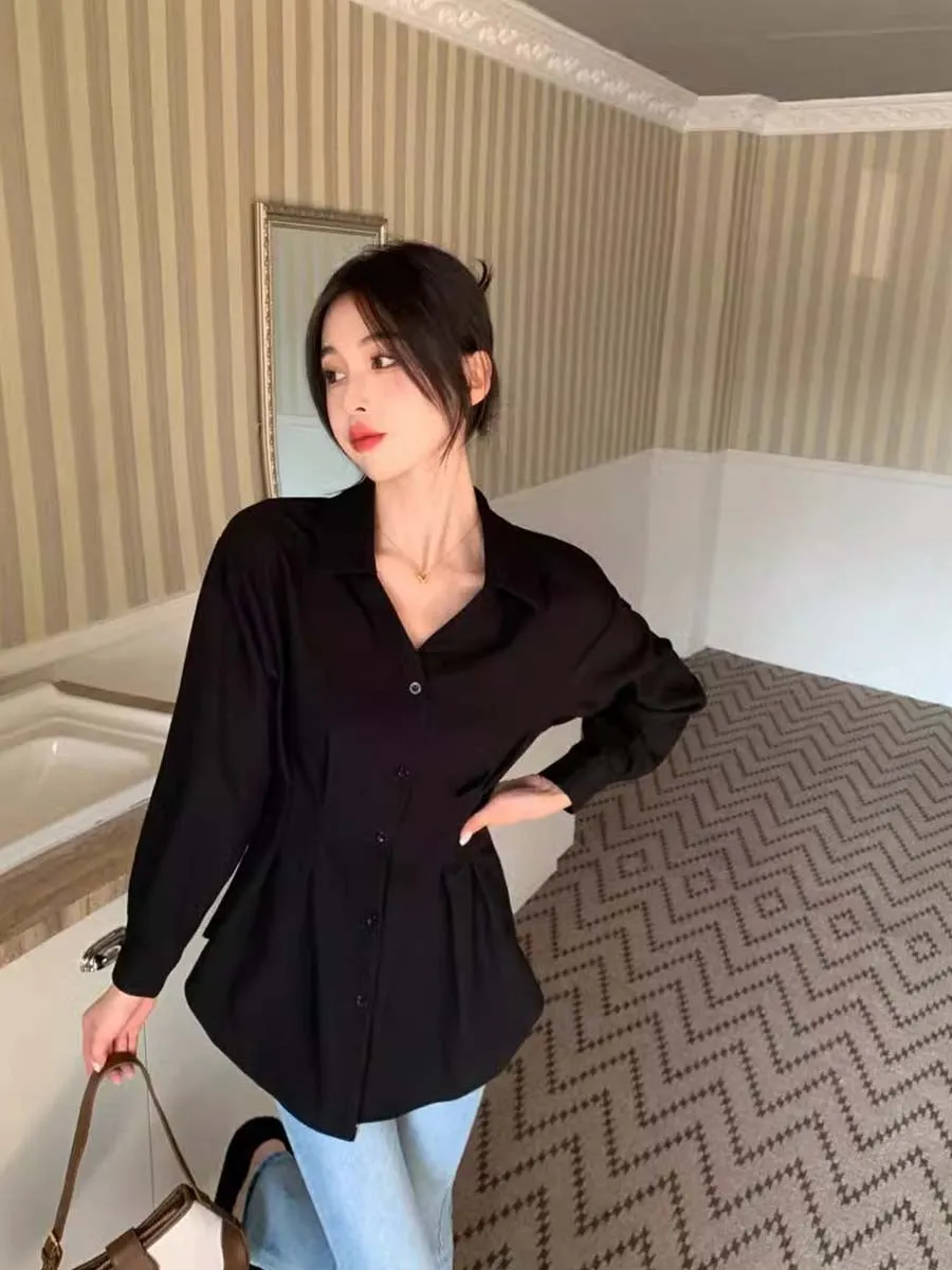 Black Sinched Waist Shirt