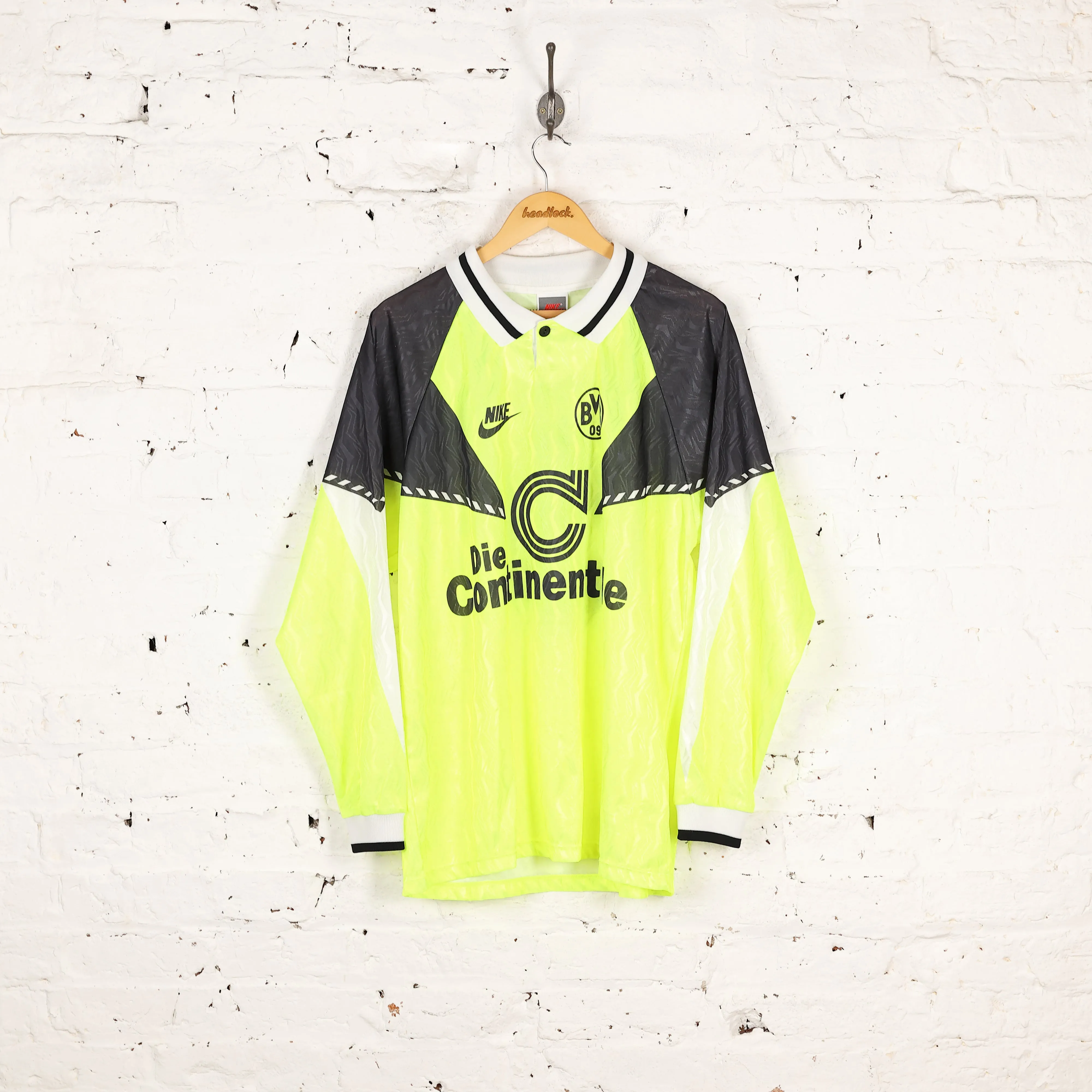 Borussia Dortmund 1990 Nike Long Sleeve Home Football Shirt - Yellow - XL