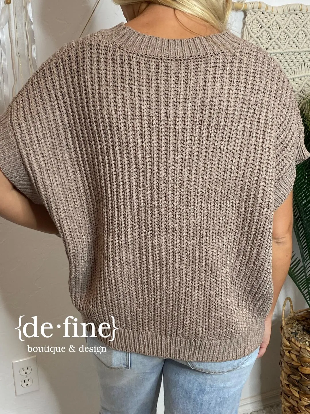 Boxy Sweater Top in Mushroom or Cream