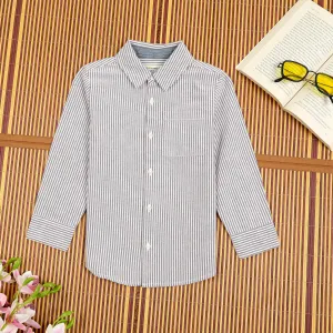 Boys Stripe Full Sleeve Shirt Brown