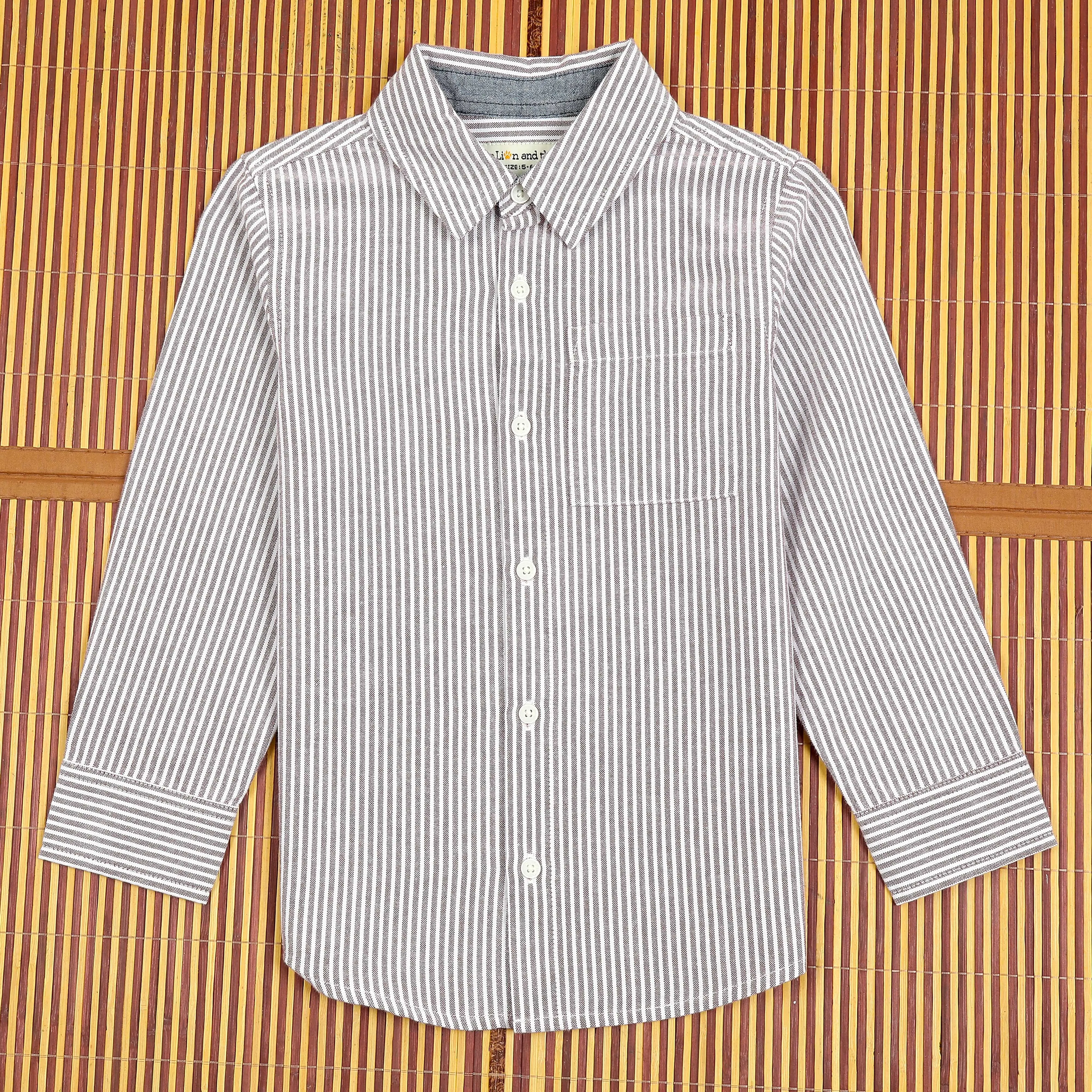 Boys Stripe Full Sleeve Shirt Brown