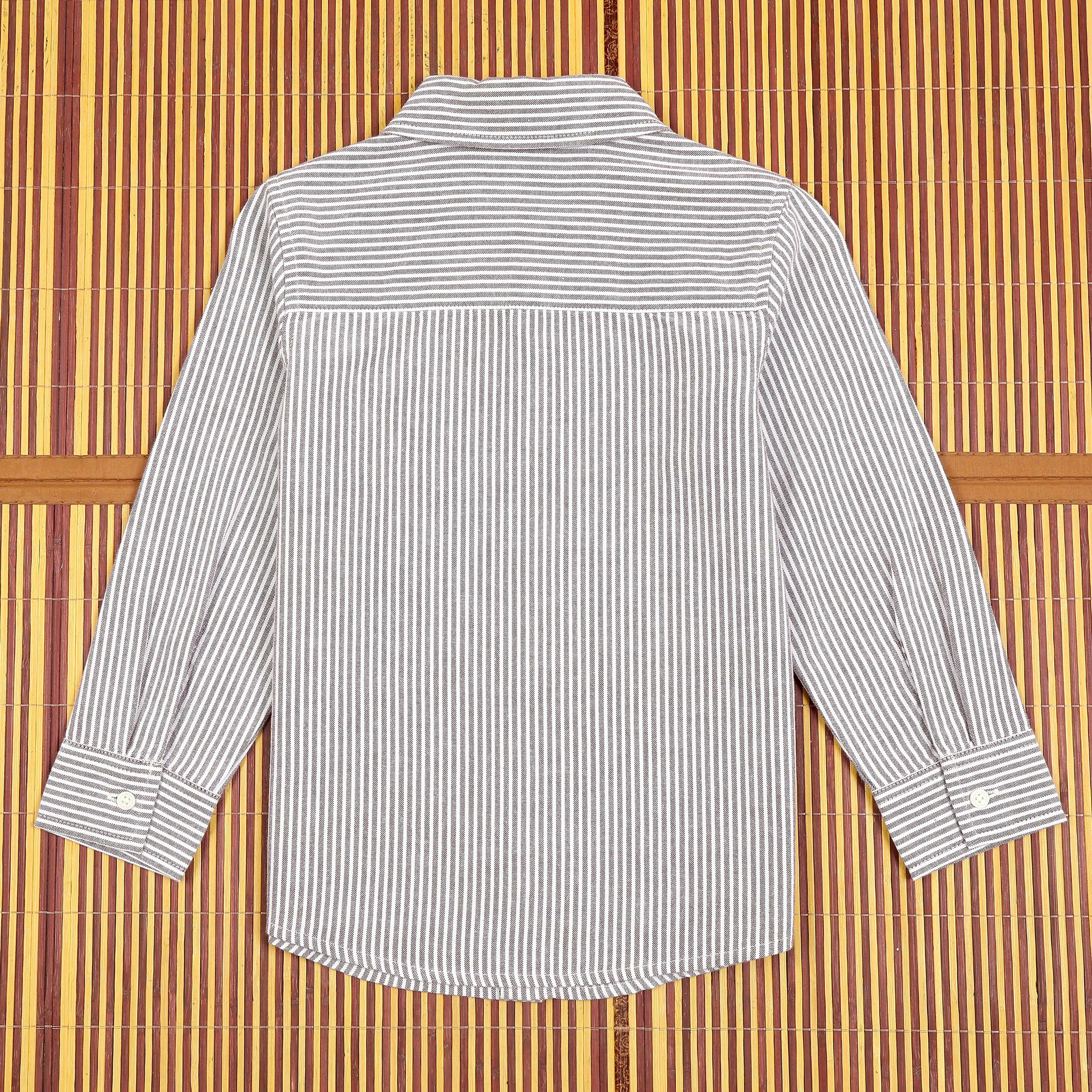 Boys Stripe Full Sleeve Shirt Brown