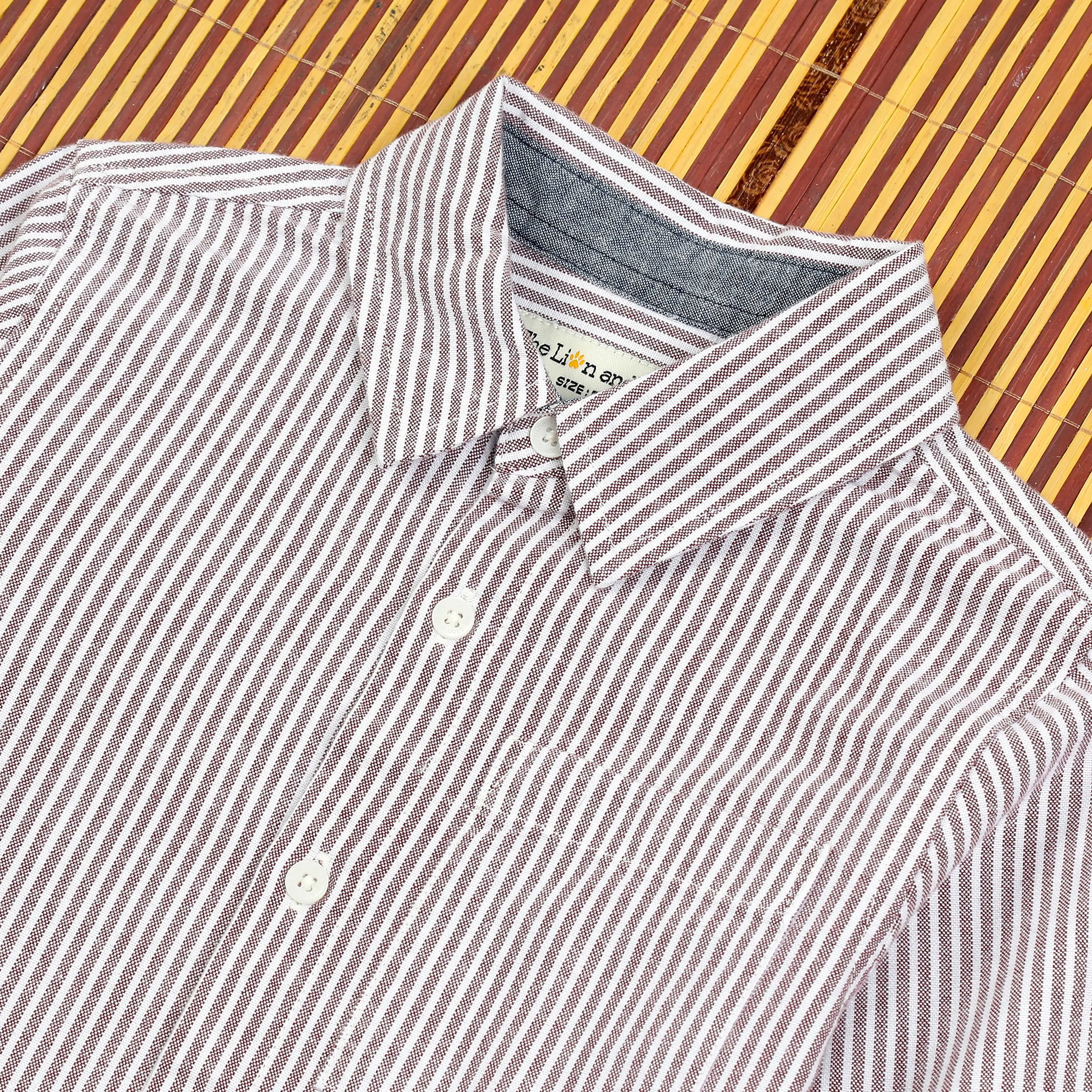 Boys Stripe Full Sleeve Shirt Brown