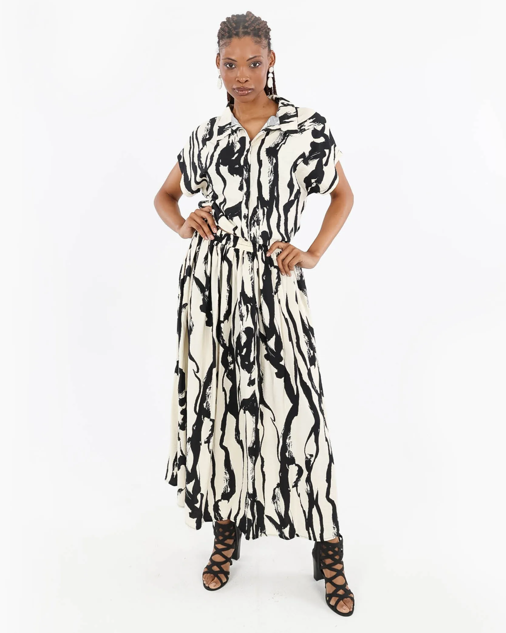 Brushstroke Zebra Cropped Shirt