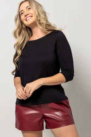 Burgundy Vegan Leather Short