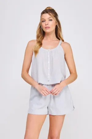 Button Front Pinstripe Top