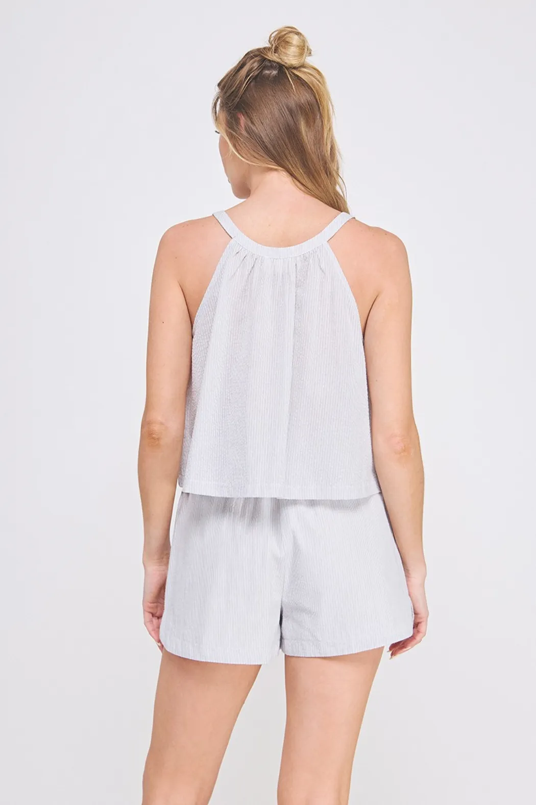 Button Front Pinstripe Top