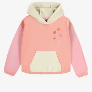 Chandail à capuchon ample avec manches longues rose bloc de couleur, enfant || Chandail à capuchon ample avec manches longues rose bloc de couleur, enfant || Pink loose fit hoodie with color block, child