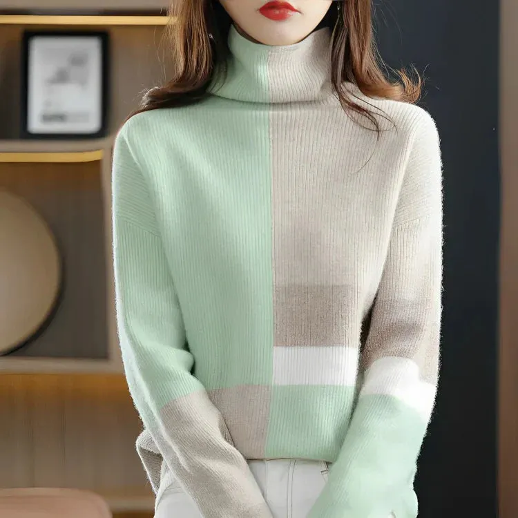 Charla - soft, warm, contrasting color sweaters for women