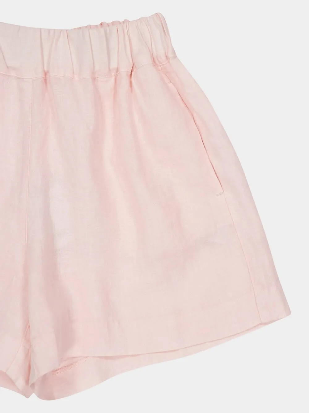 Cipria Pink Casual Linen Shorts