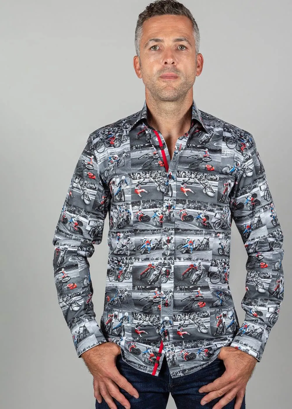 Claudio Lugli Heren Vintage Speedway Shirt Black
