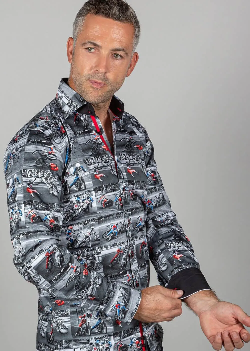 Claudio Lugli Heren Vintage Speedway Shirt Black