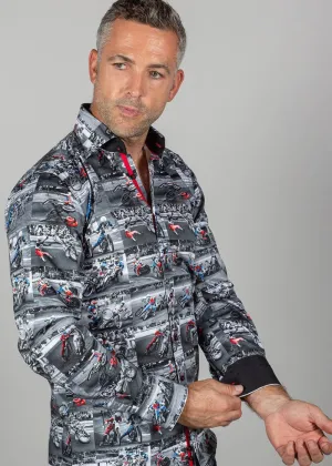 Claudio Lugli Heren Vintage Speedway Shirt Black
