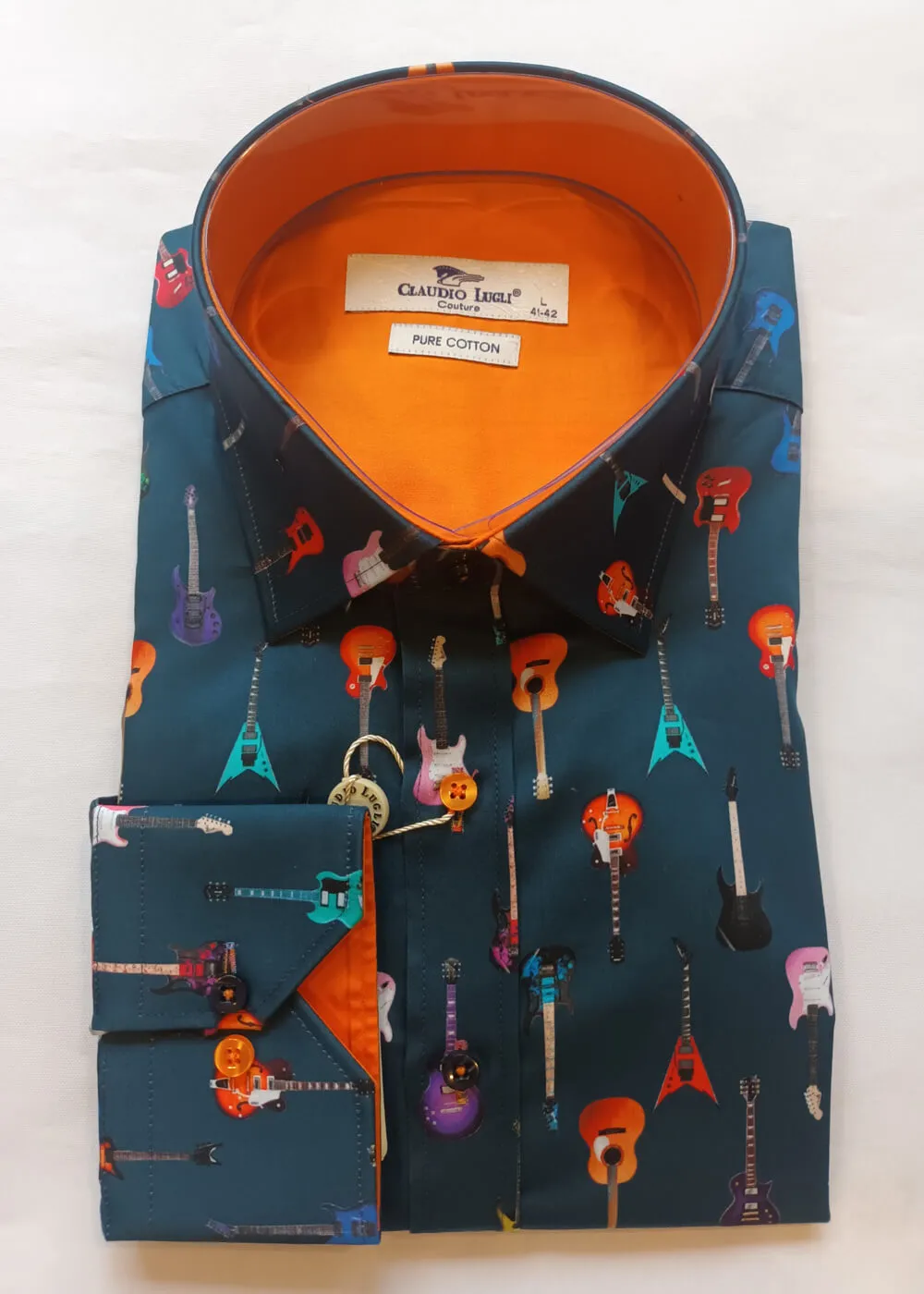 Claudio Lugli Mens Electric Guitars Shirt Navy
