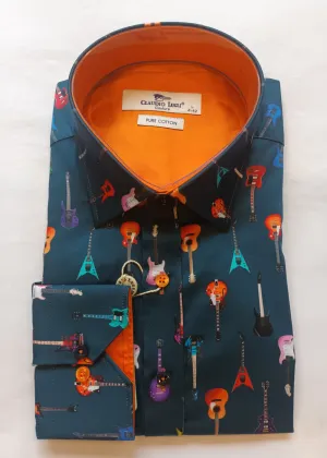 Claudio Lugli Mens Electric Guitars Shirt Navy