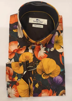 Claudio Lugli Mens Floral Oasis Shirt Black