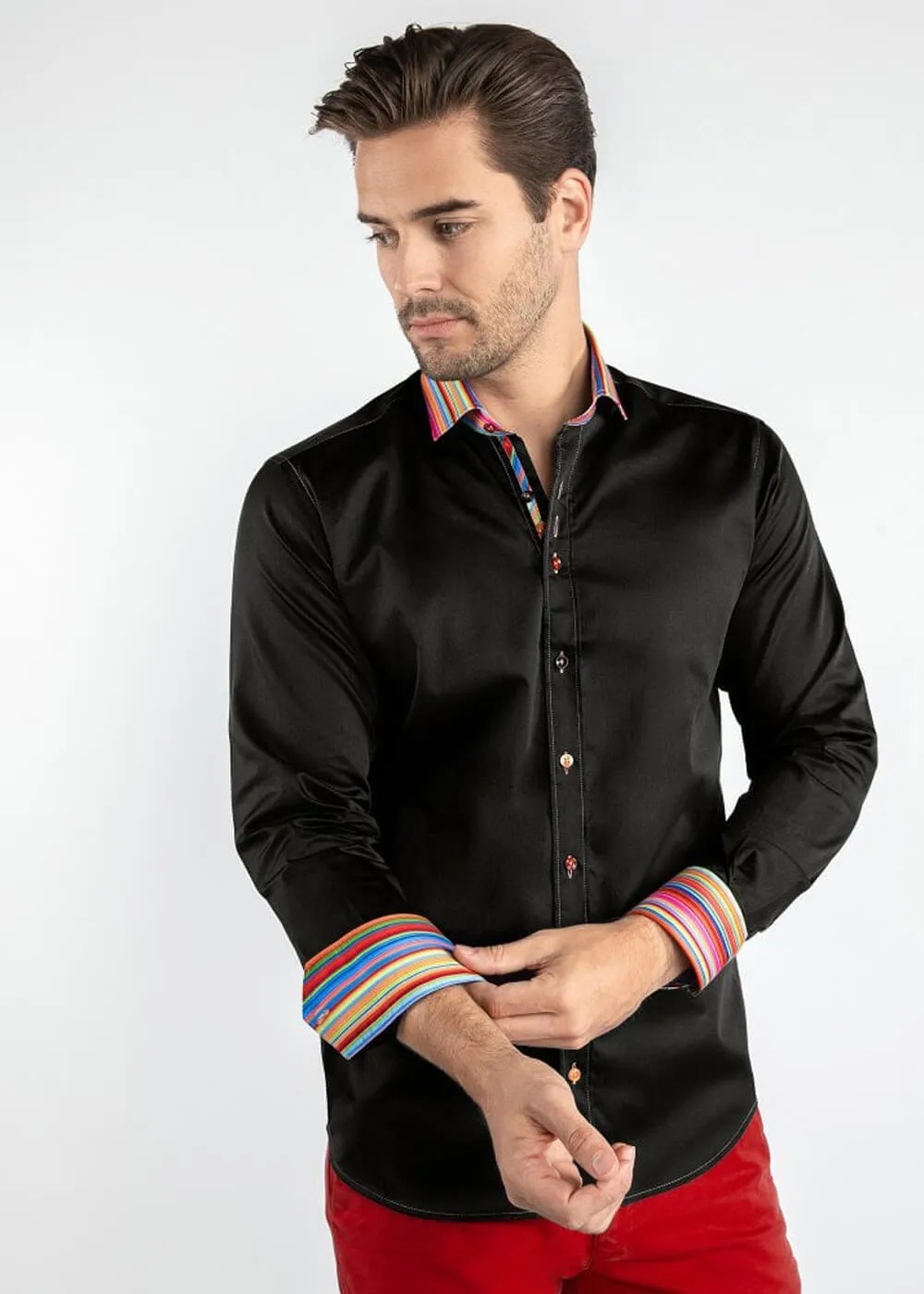 Claudio Lugli Mens Rainbow Touch Shirt Black