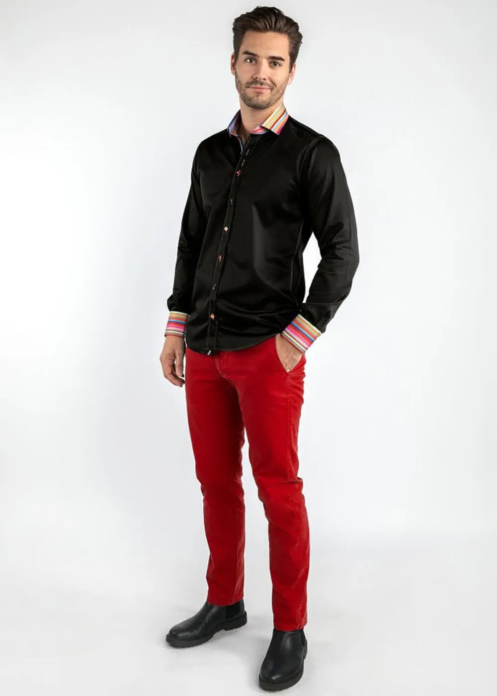 Claudio Lugli Mens Rainbow Touch Shirt Black