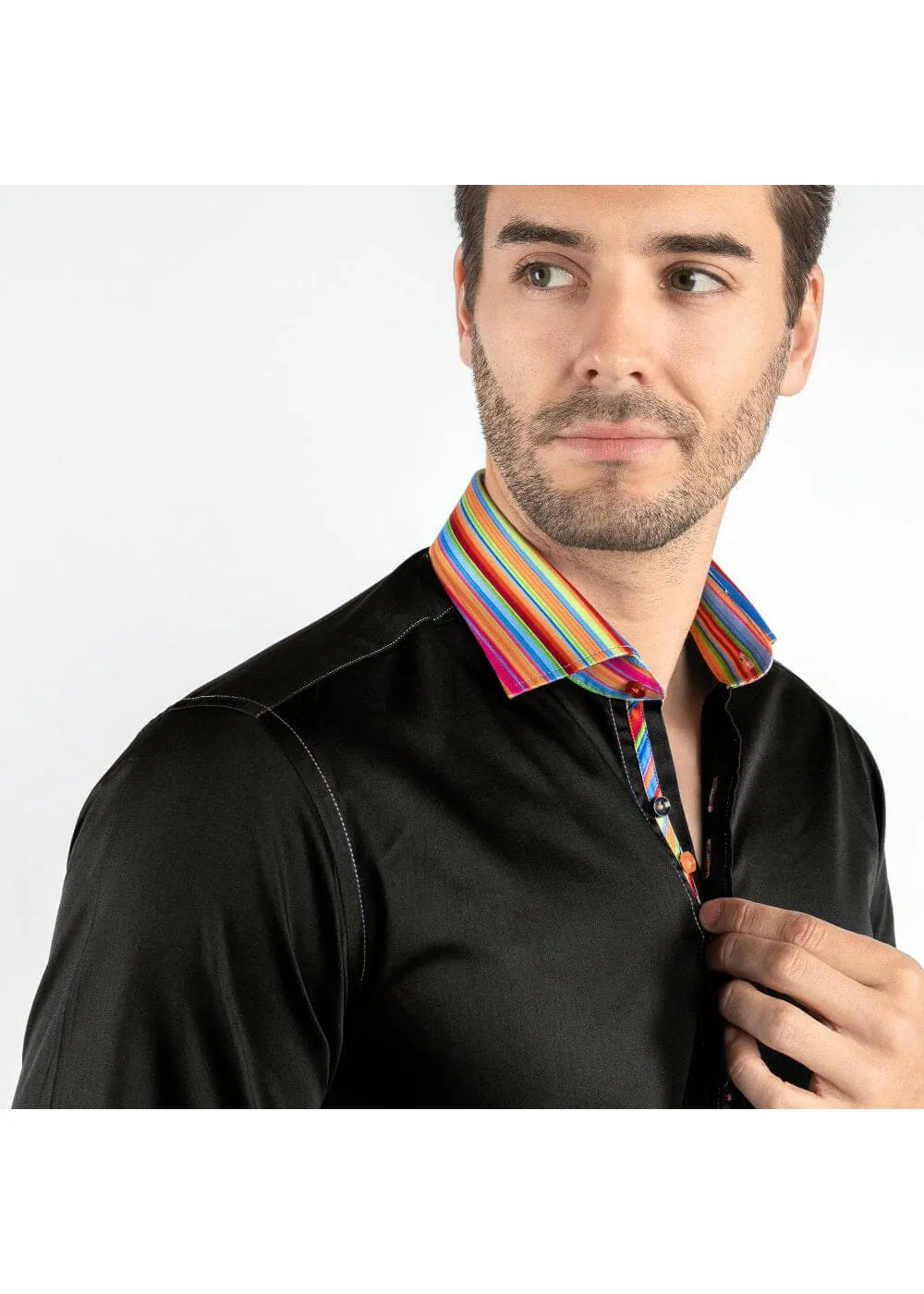 Claudio Lugli Mens Rainbow Touch Shirt Black