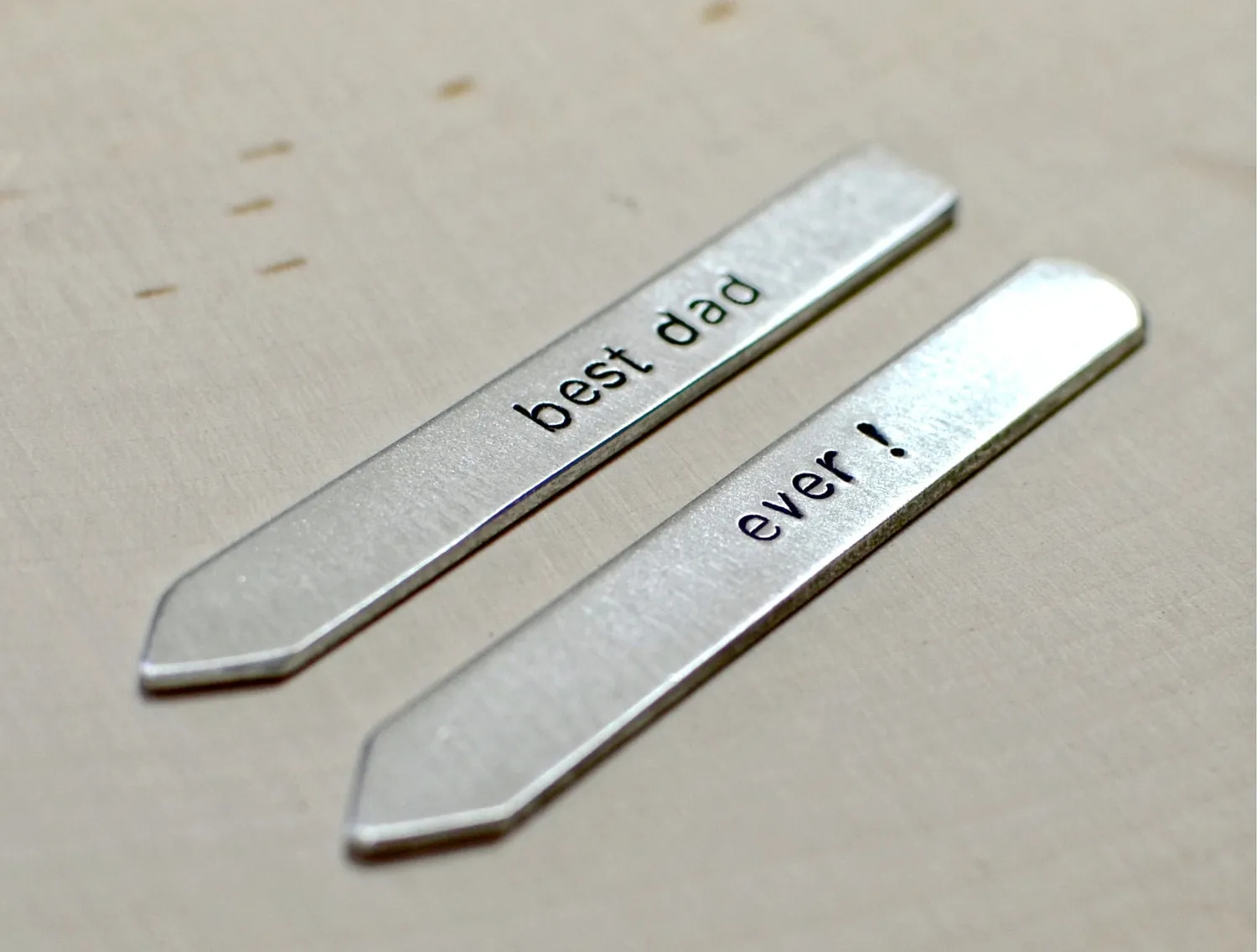 Collar stays for dad in your choice of silver or aluminum