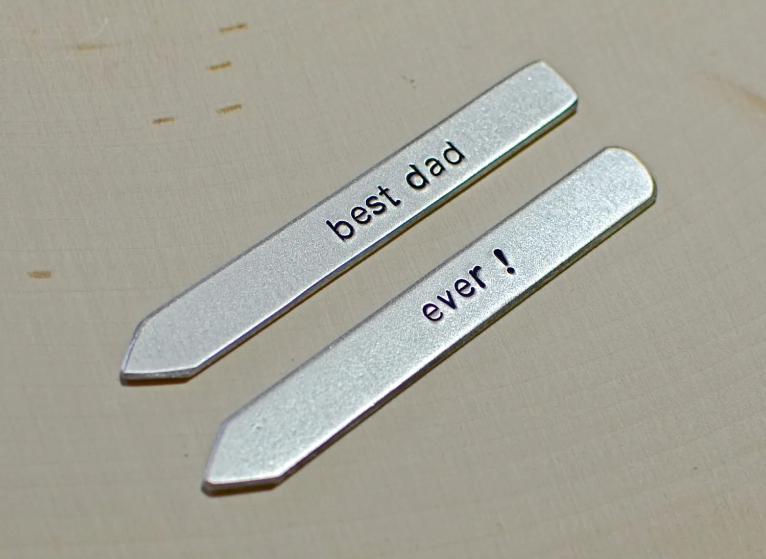 Collar stays for dad in your choice of silver or aluminum