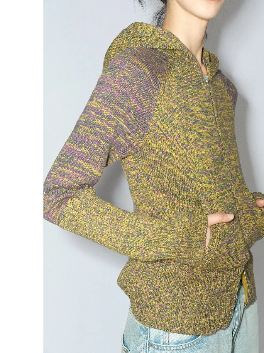 Colorful Knit Zip Hoodie
