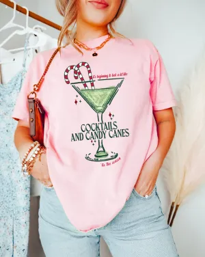 Comfort Colors or Bella Cocktails and Candy Canes Tis The Season Santa Shirt/Funny Christmas Teet/ Adult Sizes