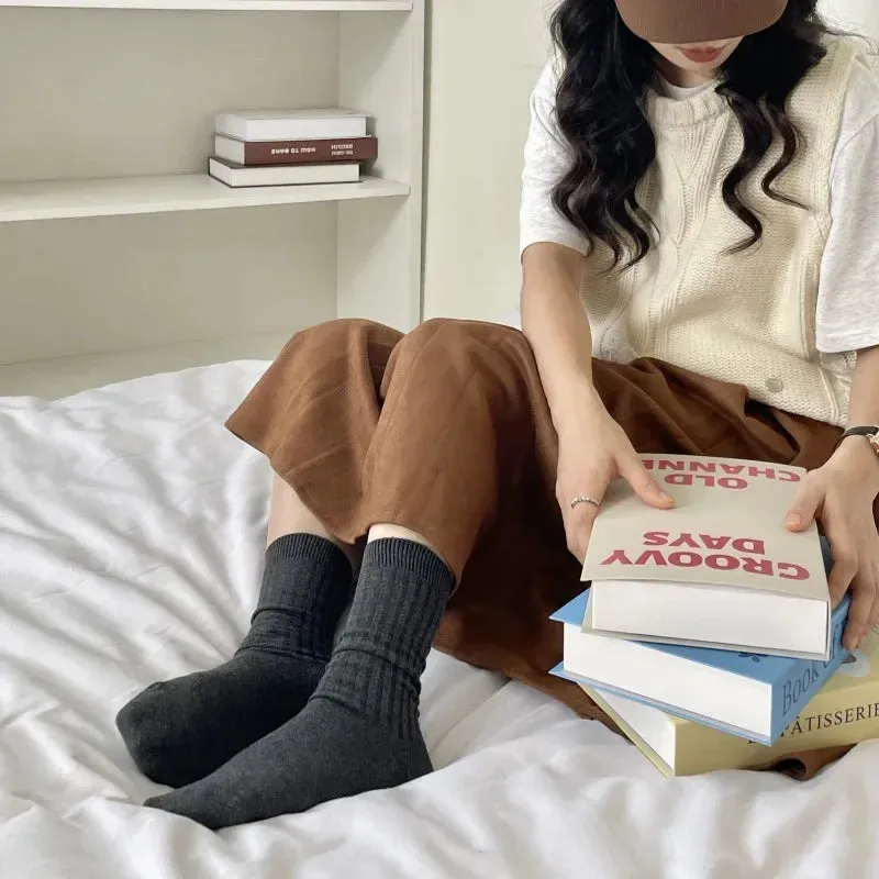 Cotton Knitting Women’s Japanese Style High Socks