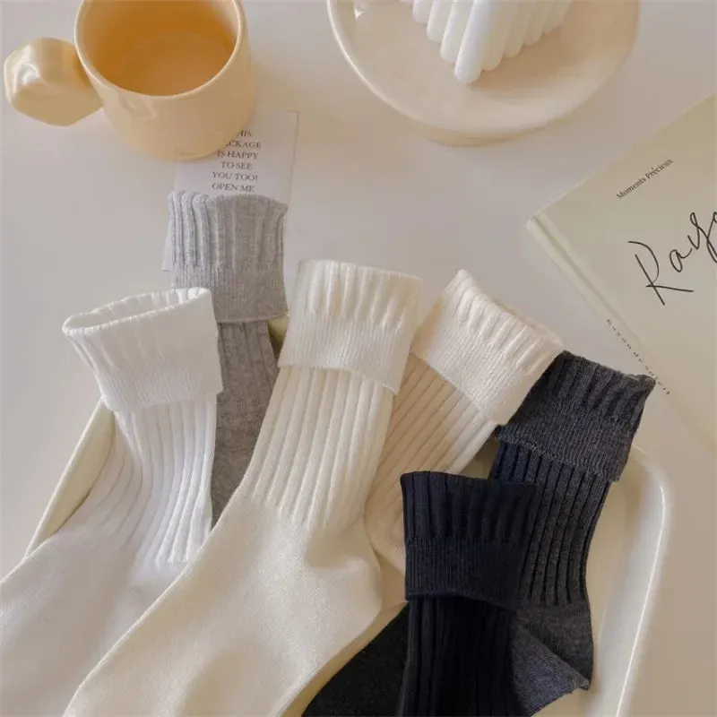 Cotton Knitting Women’s Japanese Style High Socks