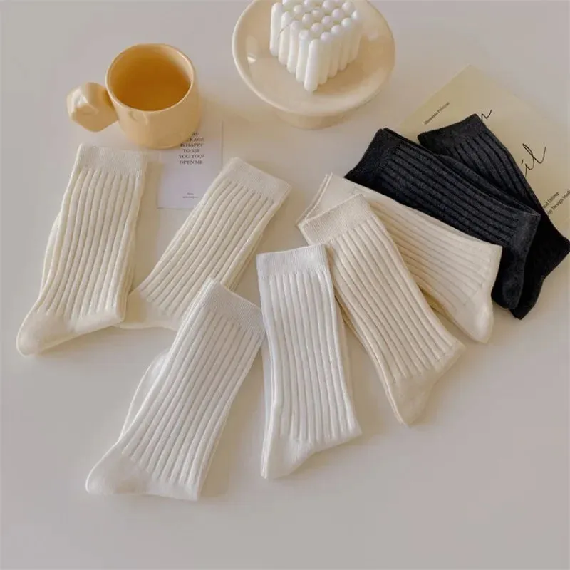 Cotton Knitting Women’s Japanese Style High Socks