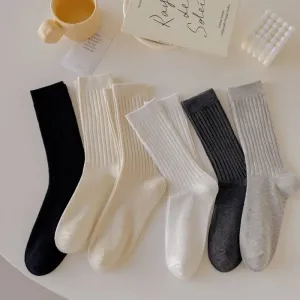 Cotton Knitting Women’s Japanese Style High Socks