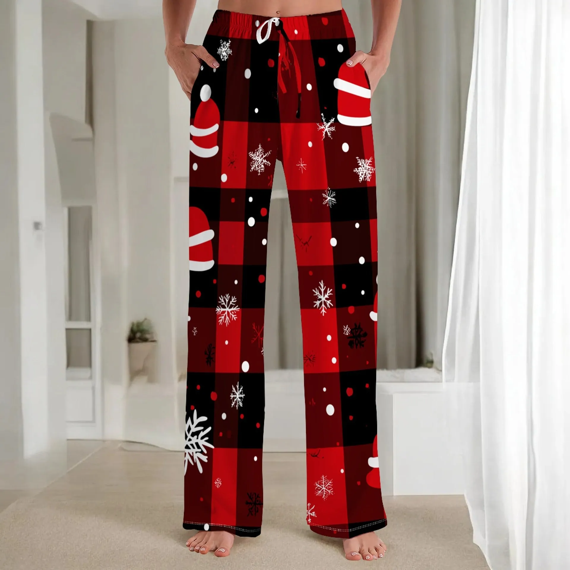 Cozy Christmas Print Pajama Pants for Festive Comfort at Home