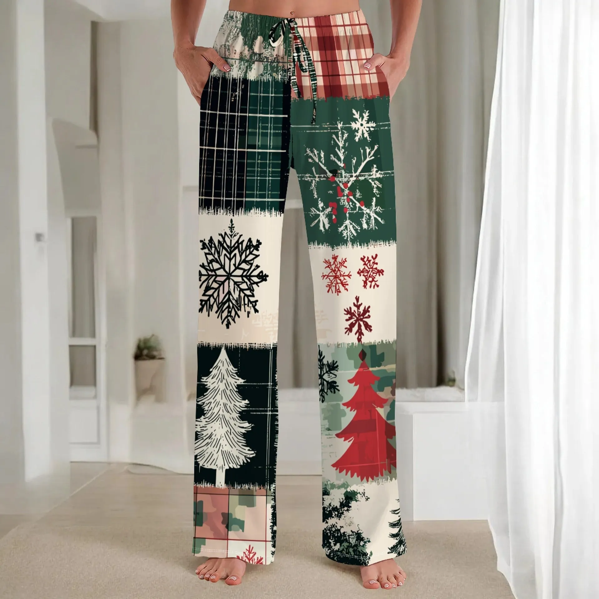 Cozy Christmas Print Pajama Pants for Festive Comfort at Home