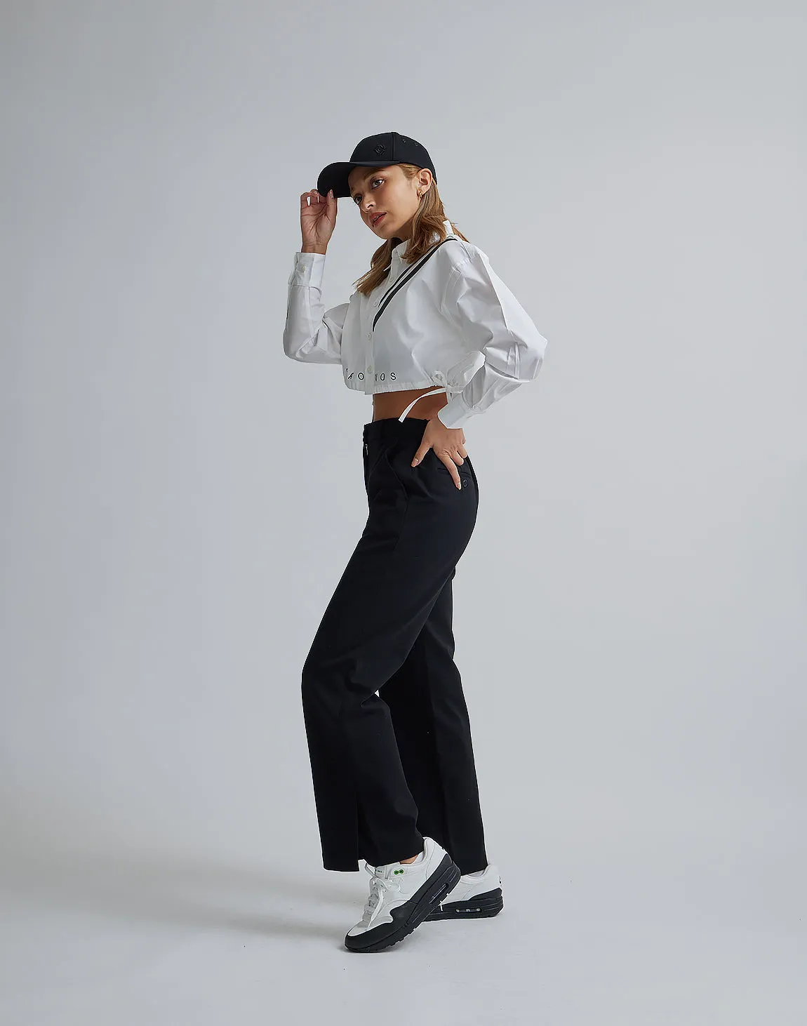 CRONOS WOMEN 2LINE SHORT SHIRTS【WHITE】