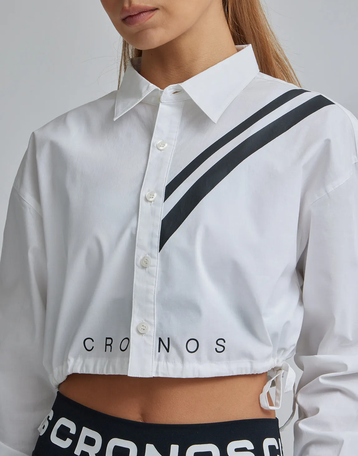 CRONOS WOMEN 2LINE SHORT SHIRTS【WHITE】