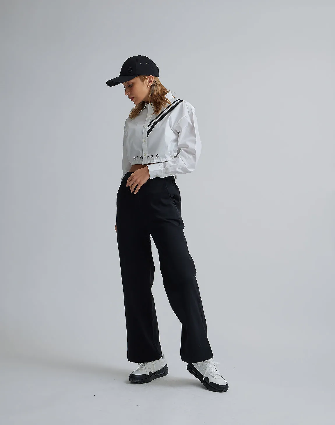 CRONOS WOMEN 2LINE SHORT SHIRTS【WHITE】