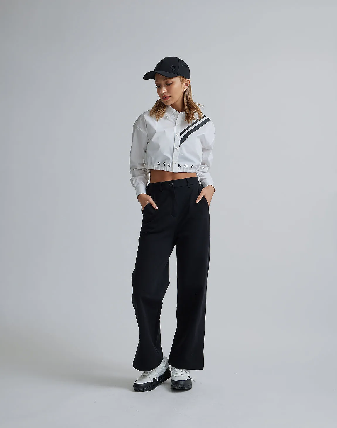 CRONOS WOMEN 2LINE SHORT SHIRTS【WHITE】