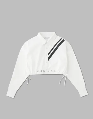 CRONOS WOMEN 2LINE SHORT SHIRTS【WHITE】