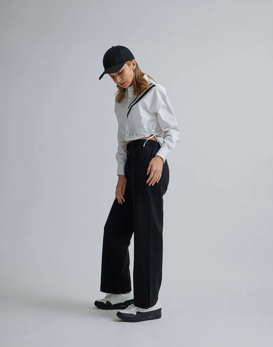 CRONOS WOMEN 2LINE SHORT SHIRTS【WHITE】