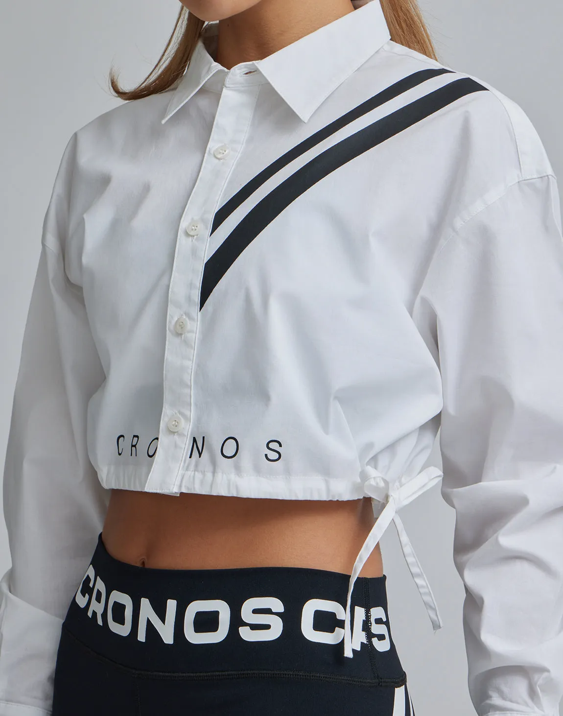 CRONOS WOMEN 2LINE SHORT SHIRTS【WHITE】