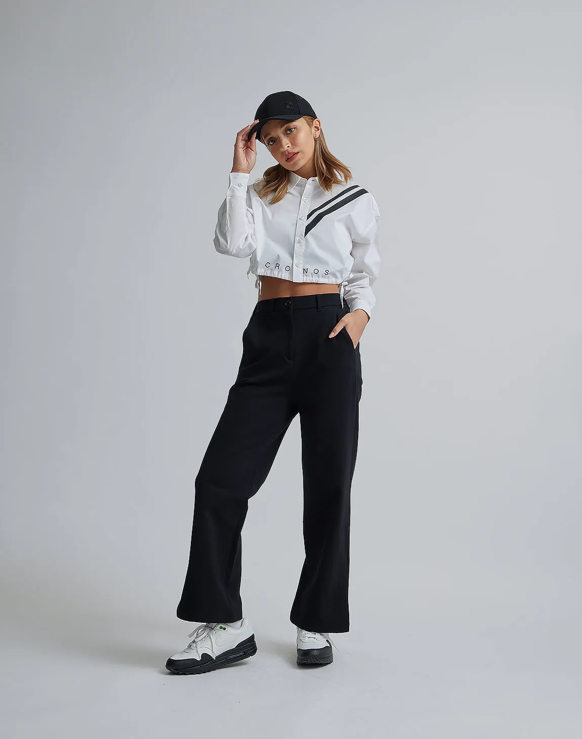 CRONOS WOMEN 2LINE SHORT SHIRTS【WHITE】