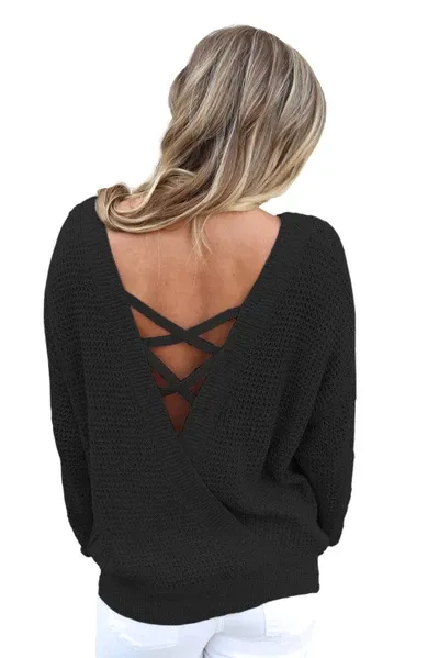 Cross Back Hollow-out Sweater