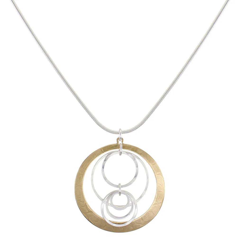 Cutout Disc with Hammered Rings Necklace