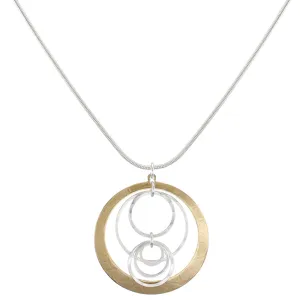 Cutout Disc with Hammered Rings Necklace