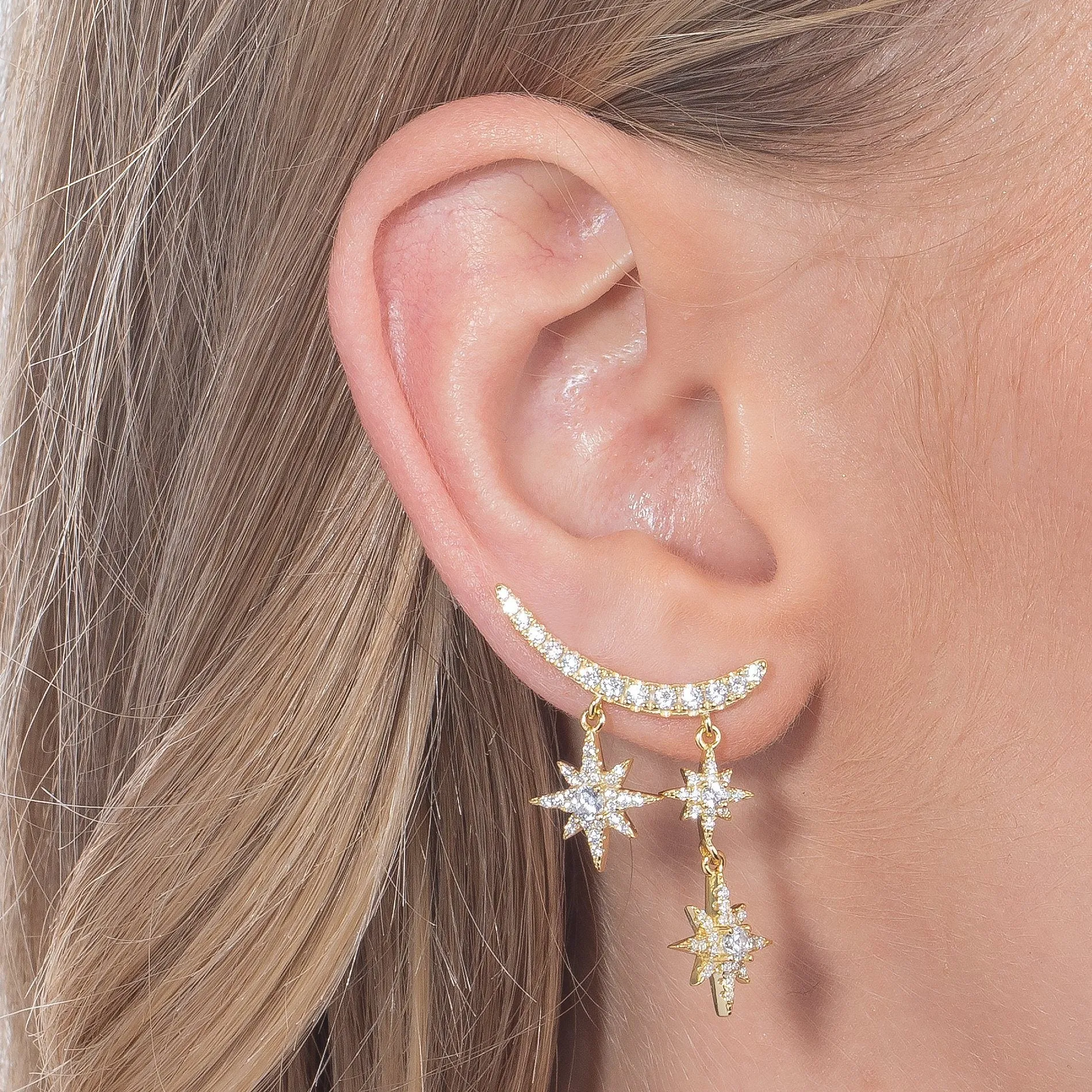 CZ Starburst Ear Climber