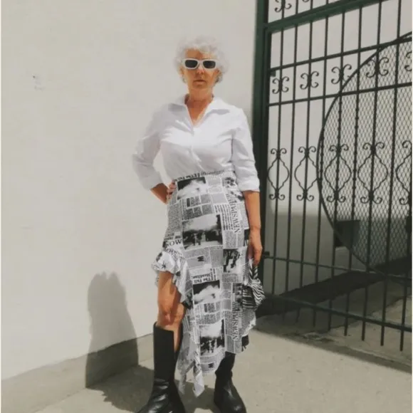 Delayne Dixon Newspaper Cascade Skirt